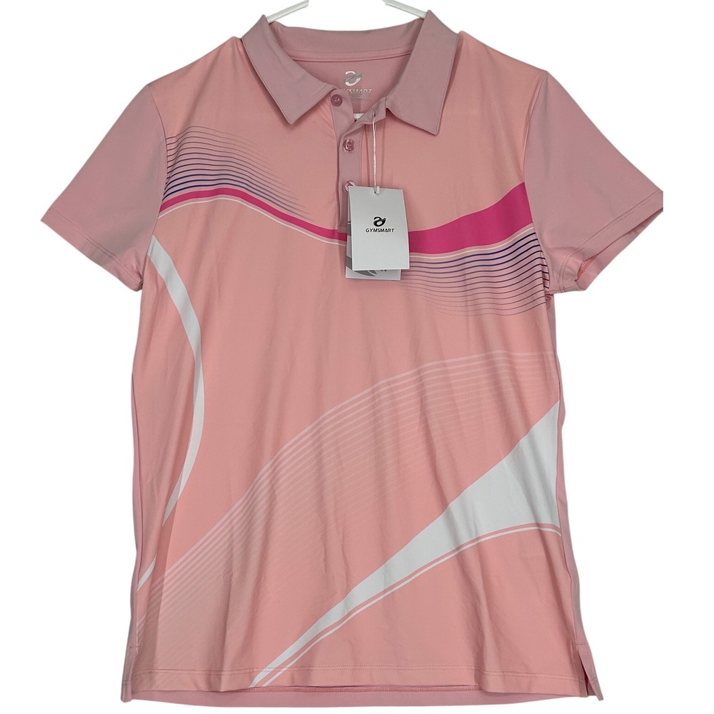Gymsmart Two Tone Pink Performance Style‎ Short Sleeve Polo Women's Medium NWT